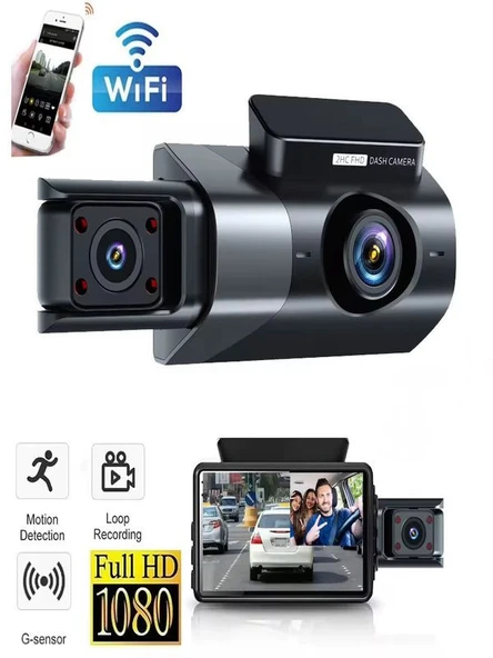 WiFi 1080P Arac Içi Kamera 5MP 170 Derece Aci Araba Kamerasi GSensor Dongu Kayit 150mAh Batarya - 1