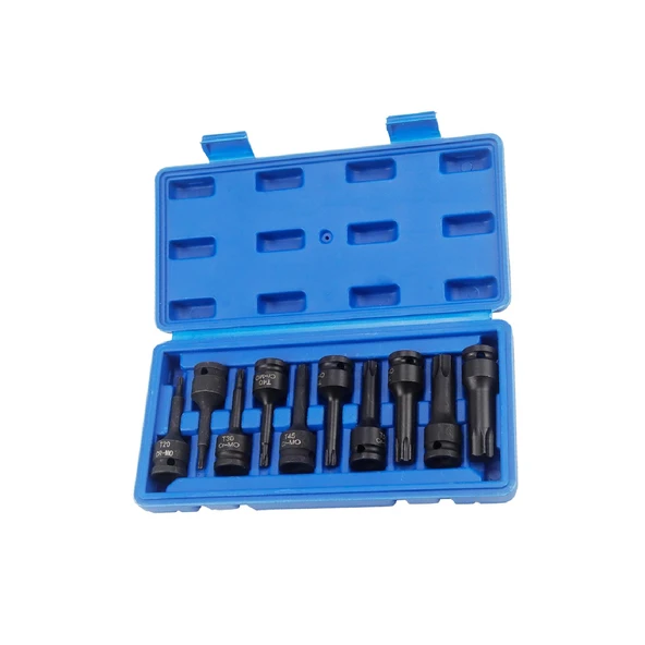 1/2" Torx Bits Lokma Seti 9 Parça T20 T25 T30 T40 T45 T50 T55 T60 T70 CR-MO Uzunluk:78 mm Tork - Resim 2