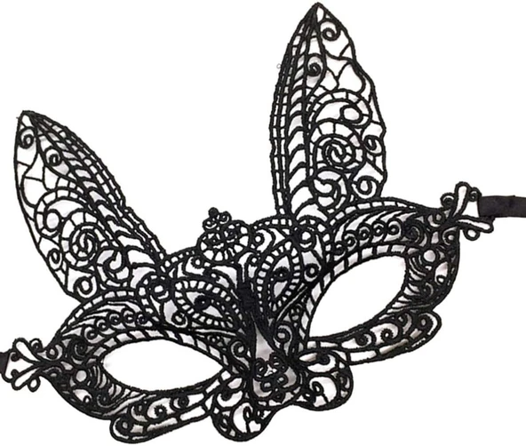 Siyah Dantel Kesim Balo Parti Maskesi 7 No - 3