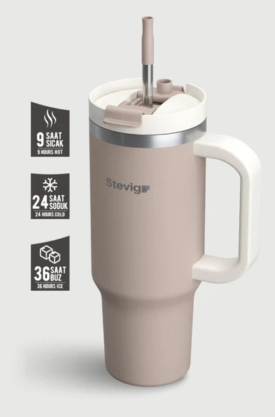 Stevig ST-243 2 Moods Tuck-In Tumbler Sızdırmaz Çelik Termos 900ML Pure Cashmere - 4