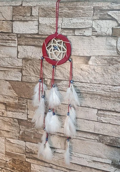 Düş Kapanı Araba Dikiz Ayna Duvar Süsü Hand Made Dreamcatcher Rüya Kapanı - 3