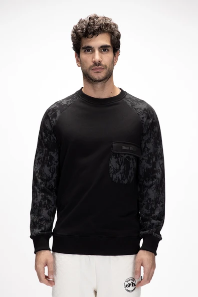 BAD BEAR DEEP CREWNECK / NIGHT ERKEK SWEATSHİRT SİYAH ürün görseli 1
