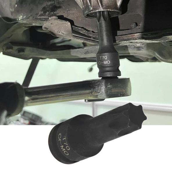 1/2" Torx Bits Lokma Seti 9 Parça T20 T25 T30 T40 T45 T50 T55 T60 T70 CR-MO Uzunluk:78 mm Tork - Resim 5