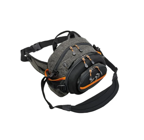 DAIWA BALIKÇI ÇANTASI GRİ TURUNCU BEL VE OMUZ ASKILI 30*22*18