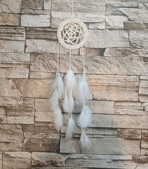 Düş Kapanı Araba Dikiz Ayna Duvar Süsü Hand Made Dreamcatcher Rüya Kapanı - 5