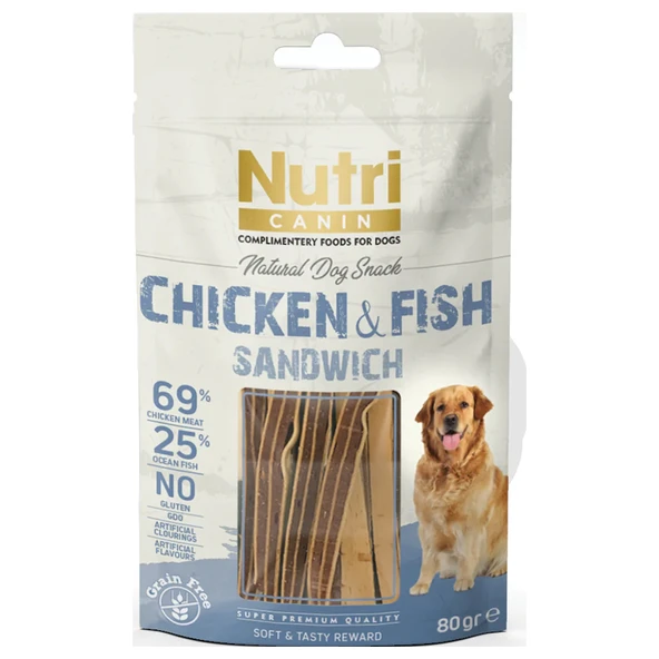 Nutri Chicken Fish Sandwich Tavuklu Balıklı Köpek Ödülü 80 Gr ürün görseli 1