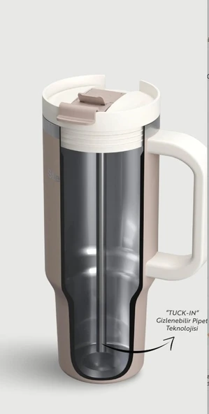 Stevig ST-243 2 Moods Tuck-In Tumbler Sızdırmaz Çelik Termos 900ML Pure Cashmere - 3