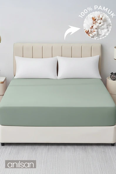 Düz Mint Yeşili Lastikli Çarşaf  %100 Pamuk Tek/Çift Kişilik Ev, Otel Çarşafı,63 Tel