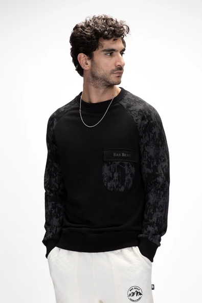 BAD BEAR DEEP CREWNECK / NIGHT ERKEK SWEATSHİRT SİYAH - Resim 4