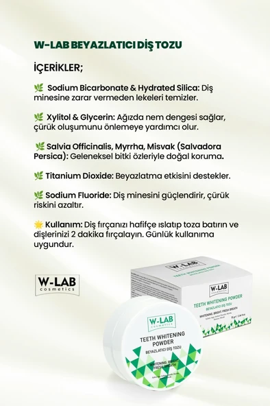 W-Lab Kozmetik Beyazlatıcı Diş Macunu 100 Ml ve W-Lab Kozmetik Beyazlatıcı Diş Tozu 75 Gr - 3