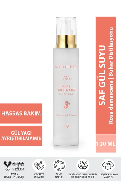 Gül Suyu Gözenek Sıkılaştırıcı Aydınlatıcı Ve Arındırıcı Tonik %100 Doğal Ve Saf 100 ml