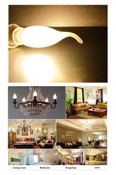 Rutter RT-1189 5W Kuğu Led Mum Ampul 3000K Sarı Işık E14 Kıvrımlı Ampul - Resim 4