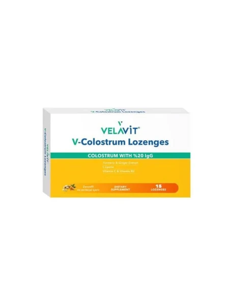 Velavit V-Colostrum Lozenges Zencefil ve Zerdeçal Pastil 15'li ürün görseli