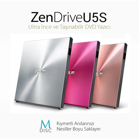 <![CDATA[Asus Zendrive-U5s Sdrw-08U5s-U Harici İnce Dvd Yazıcı  M-Disc Destekli  Metal Kasa]]> - 6