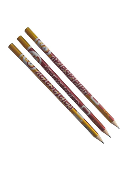 Galatasaray Lisanslı Kurşun Kalem Seti (3 Adet Kurşun Kalem, Silgi, Beyaz Kalemtraş) - 3