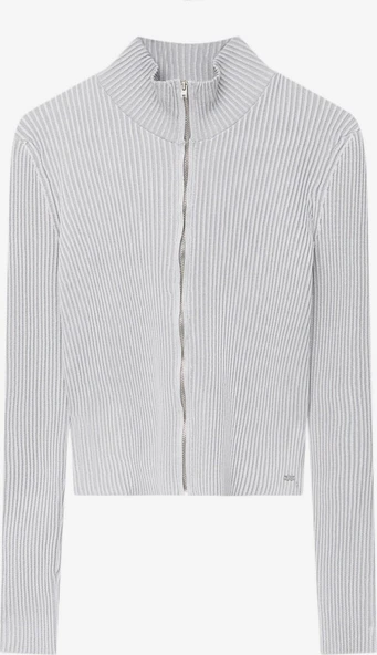 Pull & Bear Fitilli Açık gri renk fermuarlı - Resim 3