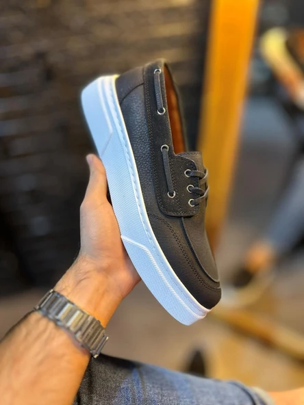 Knack Yüksek Taban Günlük Ayakkabı 700 Siyah (Beyaz Taban) - Resim 2