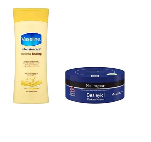Vaseline Losyon 400 ml + Neutrogena Besleyici Bakım Kremi 300 ml Kuru Ciltler İçin Set - 1