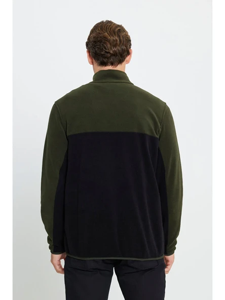 AC&Co  Altınyıldız ClassicsErkek Haki-siyah Standart Fit Dik Yaka Içi Polarlı Çift Renk Polar Sweatshirt - 3