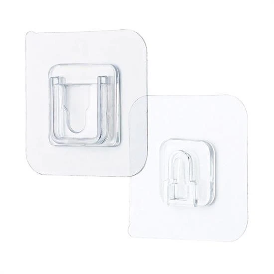 ARMESA® Eşya Sabitleme Askısı 10 Çift Şeffaf Çift Taraflı Yapışkanlı Geçmeli Klips - 1