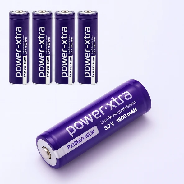 5 Adet 18650 Mor Renk Şarjlı Pil 3.7V 1500mAh Li-Ion Uzun Ömürlü Yüksek Kapasiteli Şarj Edilir Pil ürün görseli