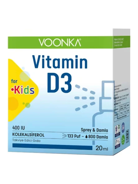 Voonka Vitamin D3 400 IU Kids Sprey 20 ml ürün görseli