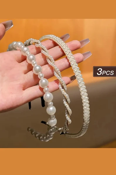 3'lü İnci Detaylı Kadın Saç Bandı Seti – Şık & Zarif Saç Aksesuarları ürün görseli