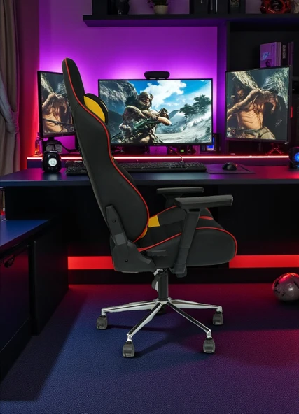 Arji 3D Galatasaray Doku Koltuk Hareketli ve Yumuşak Oyuncu Koltuğu - 2