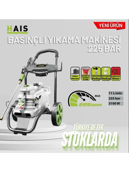 Haıs 225 Bar Basınçlı Yıkama Makinesi 3100 W Arabalı - Resim 2