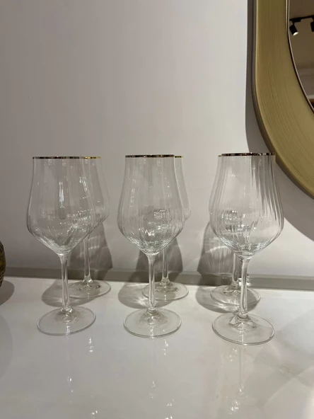 Schafer Tulipa Optik Ayaklı Kadeh 6 Parça-Platin