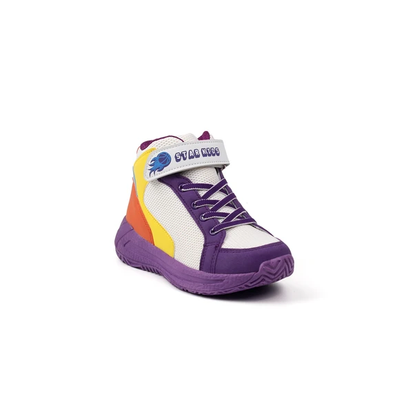 Unisex Çocuk Mor Basket Spor Ayakkabı - Renkli, Rahat Günlük - Resim 3