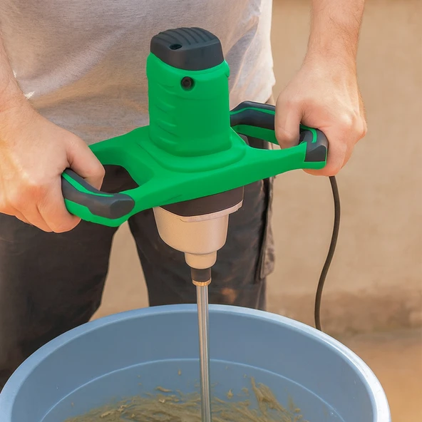 Elektrikli Boya Harç Karıştırıcı 1600 W Çift Kulp Ergonomik Mikser Ucu Güçlü Karıştırma Makinesi - Resim 3