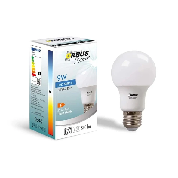 Orbus Led Ampül Beyaz 9W E27 840Lm ürün görseli