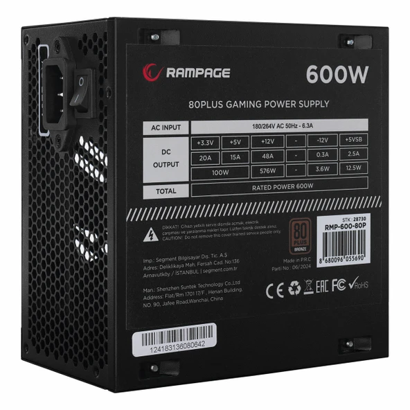 Rampage RMP-600-80P 600W 80+ Bronz Güç Kaynağı - Resim 5
