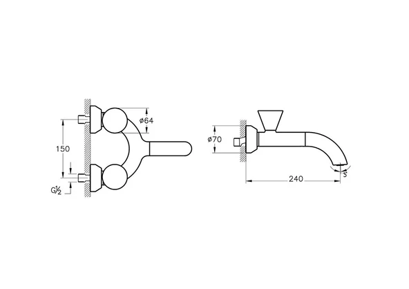 Vitra Liquid Duvardan Lavabo Bataryası, Parlak Siyah, A4274839 - Resim 3
