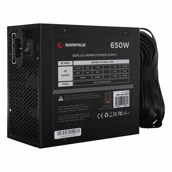 Rampage RMP-650-80PB 650W 80+ Bronz Güç Kaynağı - Resim 5