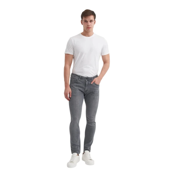 Terry Slim Fit Denim Pantolon Normal Bel Boru Paça - 2