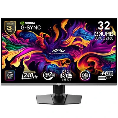MSI 31.5 MPG 322URX QD-OLED 3840X2160(UHD) 16:9 FLAT 240HZ 0.03MS ADAPTIVE-SYNC GAMING MONITOR SİYAH ürün görseli