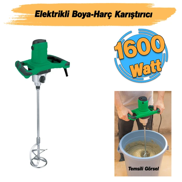 Elektrikli Boya Harç Karıştırıcı 1600 W Çift Kulp Ergonomik Mikser Ucu Güçlü Karıştırma Makinesi - Resim 4