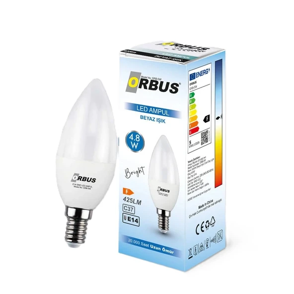 Orbus Led Mum Tipi Ampül Beyaz 4.8W E14 425Lm - Resim 1