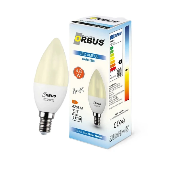 Orbus Led Mum Tipi Ampül Sarı 4.8W E14 425Lm ürün görseli 1