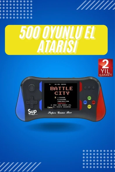 3.5 İnç 500 Klasik Retro Oyun Yüklü Kollu Oyun Konsolu ürün görseli 1