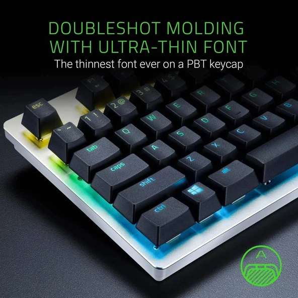 Razer PBT Tuş Seti Mekanik ve Optik Klavyeler için Klavye Yükseltme Seti (Arka Işık Uyumluluğu, Üstün PBT Malzemesi) Siyah - 3