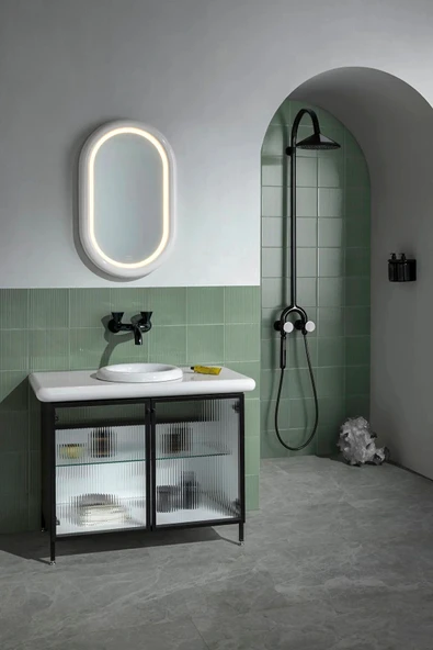 Vitra Liquid Duvardan Lavabo Bataryası, Parlak Siyah, A4274839 - Resim 2