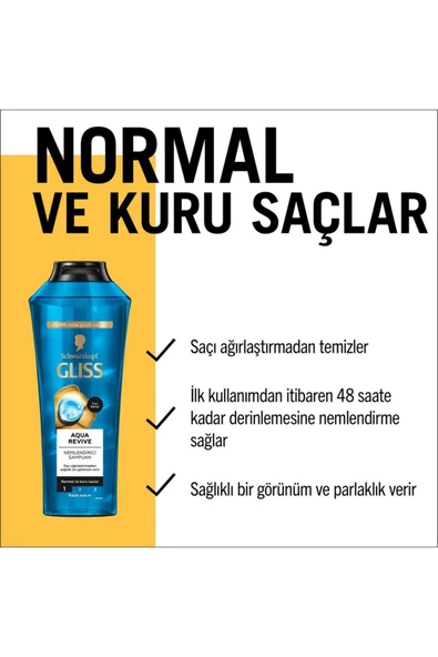 Gliss Aqua Revive Nemlendirici Şampuan Normal ve Kuru Saçlar 400 ml - Resim 4