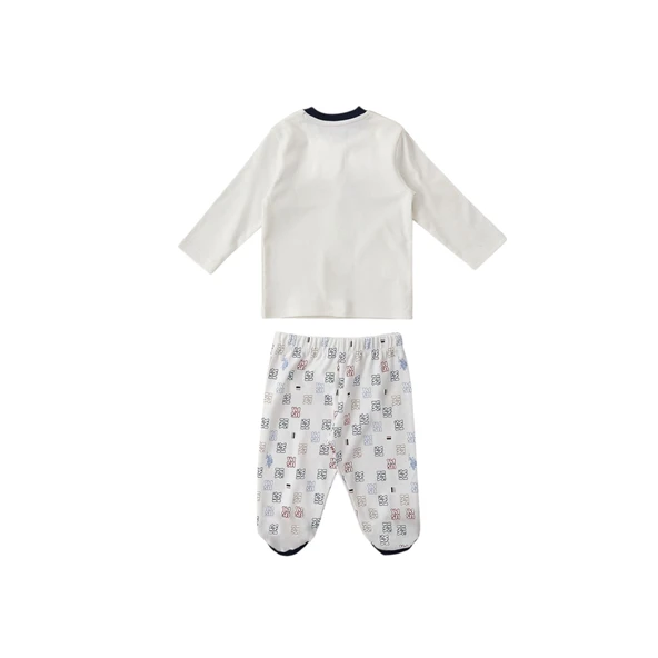 Krem Çıtçıtlı Uspa Desen Bebek 3'lü Takım - Resim 5