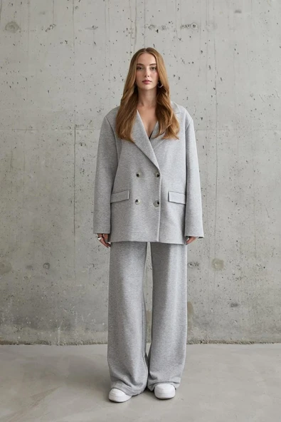 Gri 3-İplik Comfort Ceket Ve Pantolon Takım
