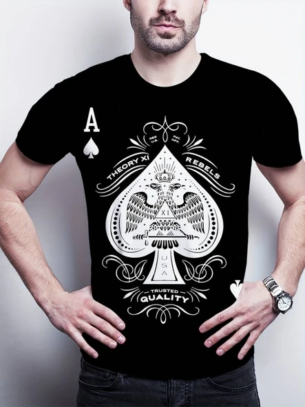 Erkekkısa Kollu Yuvarlak Yaka Desenli Viskon T-shirt - 2