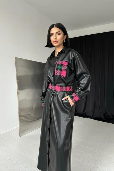 Siyah Garnili Etekli Deri Takım - Resim 3