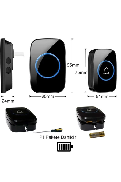 Plentiful Modern Kablosuz Kapı Zili 300metre Menzil 60 Çeşit Melodi Hoşgeldiniz 5 Seviye Ses - Resim 6